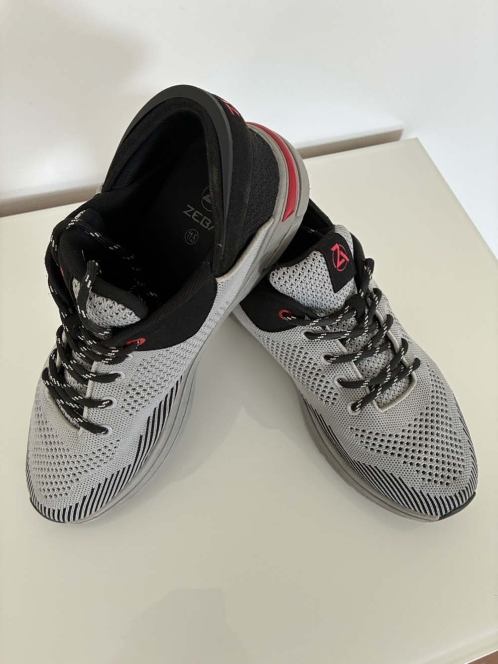 Zeba Men’s Athletic Running Shoes - Gray with Black & Red Accents